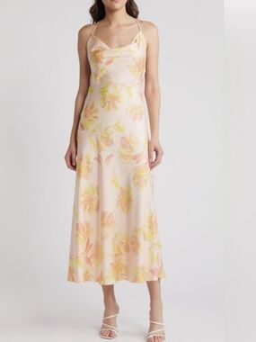 WAYF Nordstrom Lolita Cowl Neck Satin Gown Size Women's Large